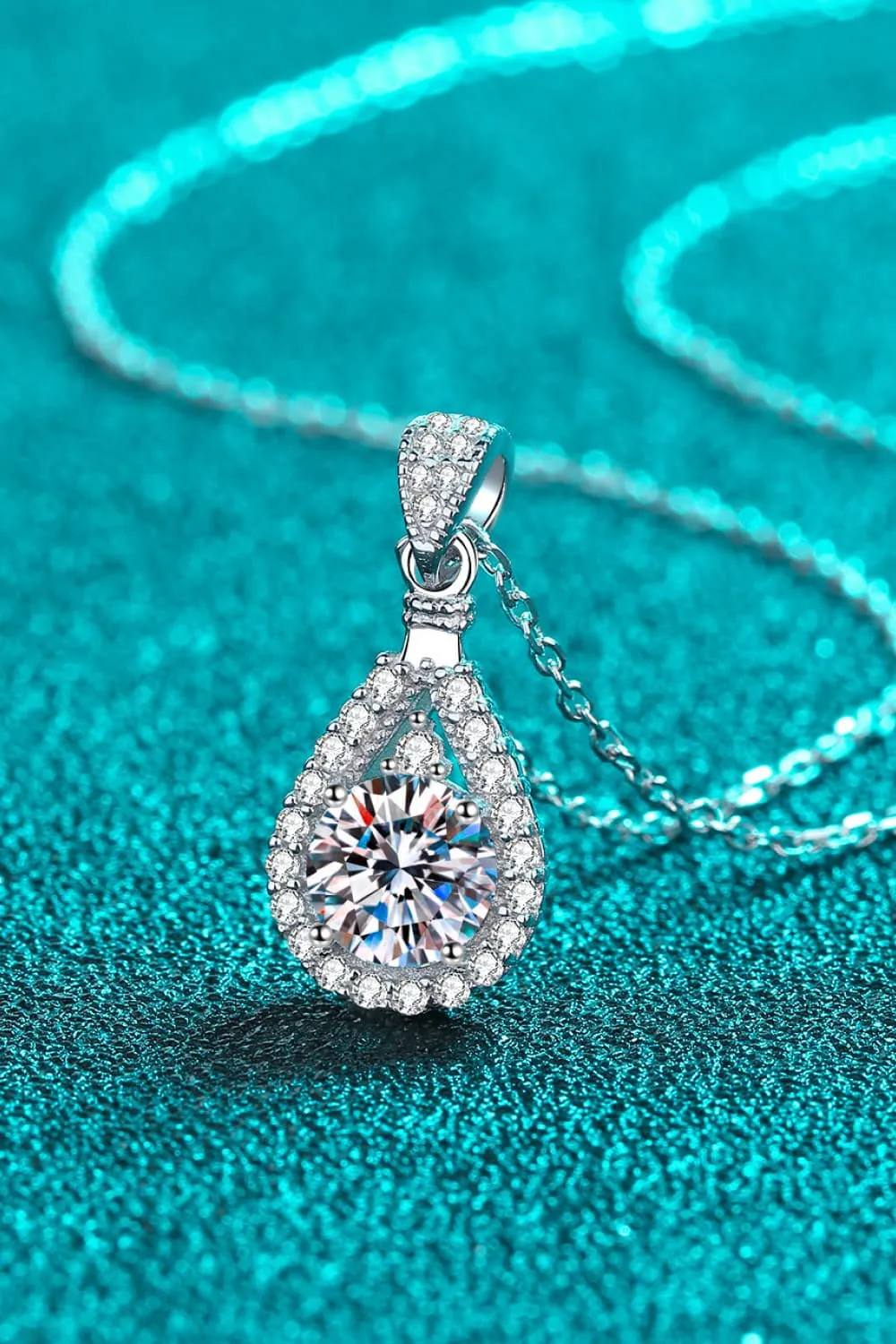 2 Carat Moissanite Teardrop Pendant 925 Sterling Silver Necklace, image 5