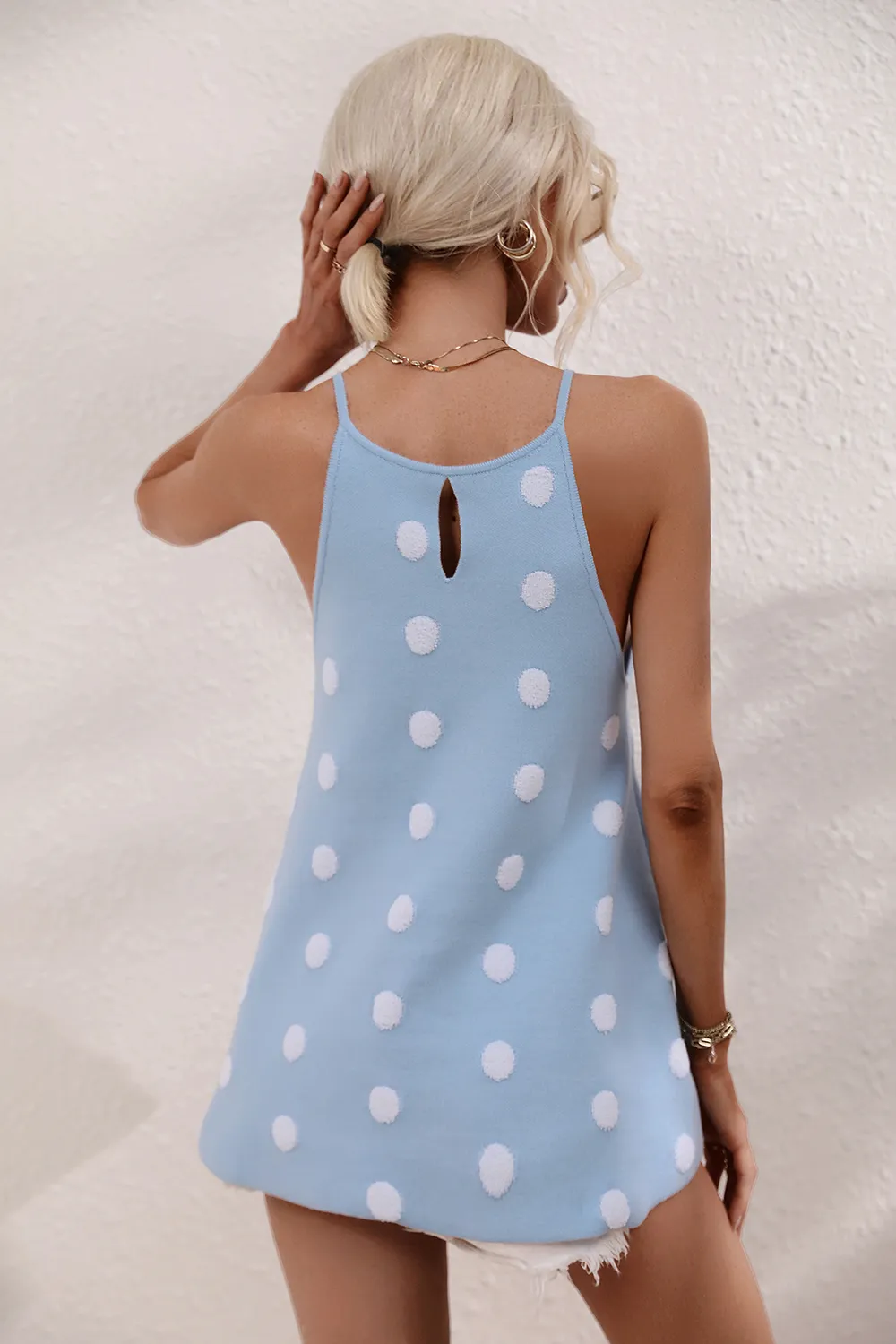 Polka Dot Round Neck Knit Tank, image 9