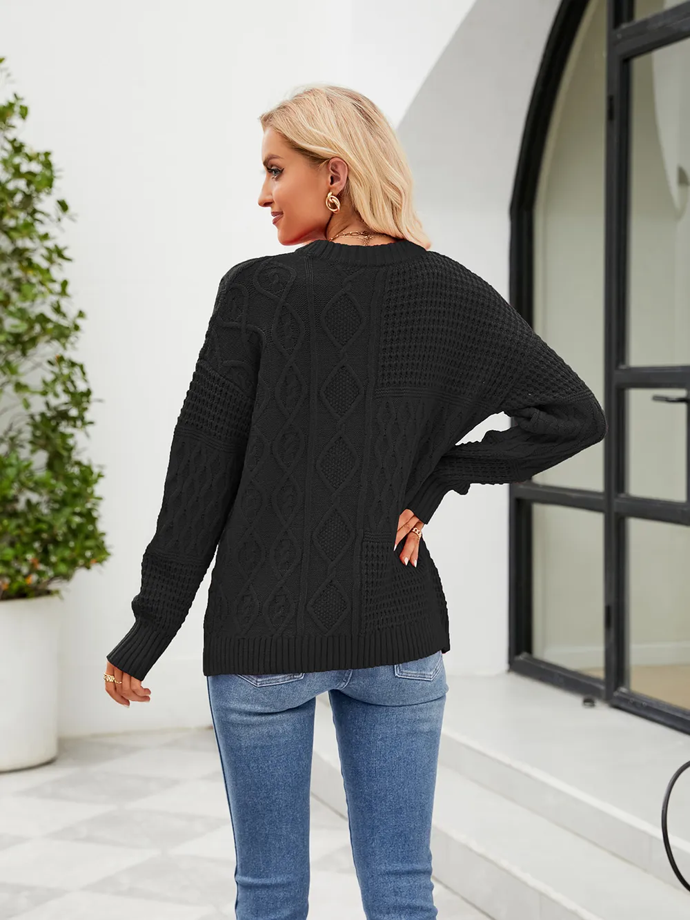 Round Neck Dropped Shoulder Sweater, image 8