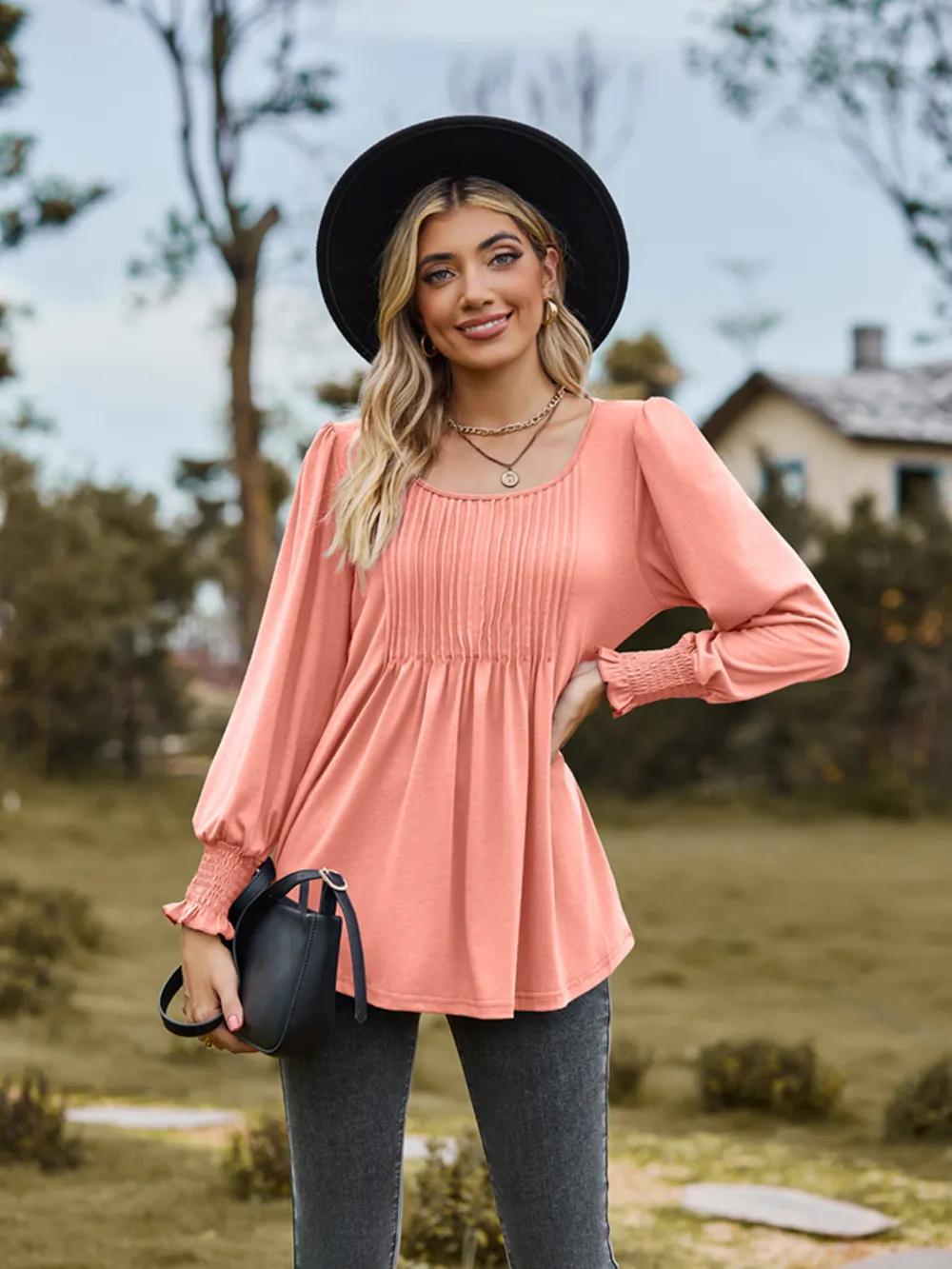 Puff Sleeve Pleated Blouse, image 12