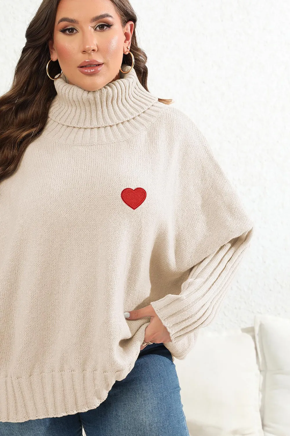 Plus Size Turtle Neck Long Sleeve Sweater, image 14