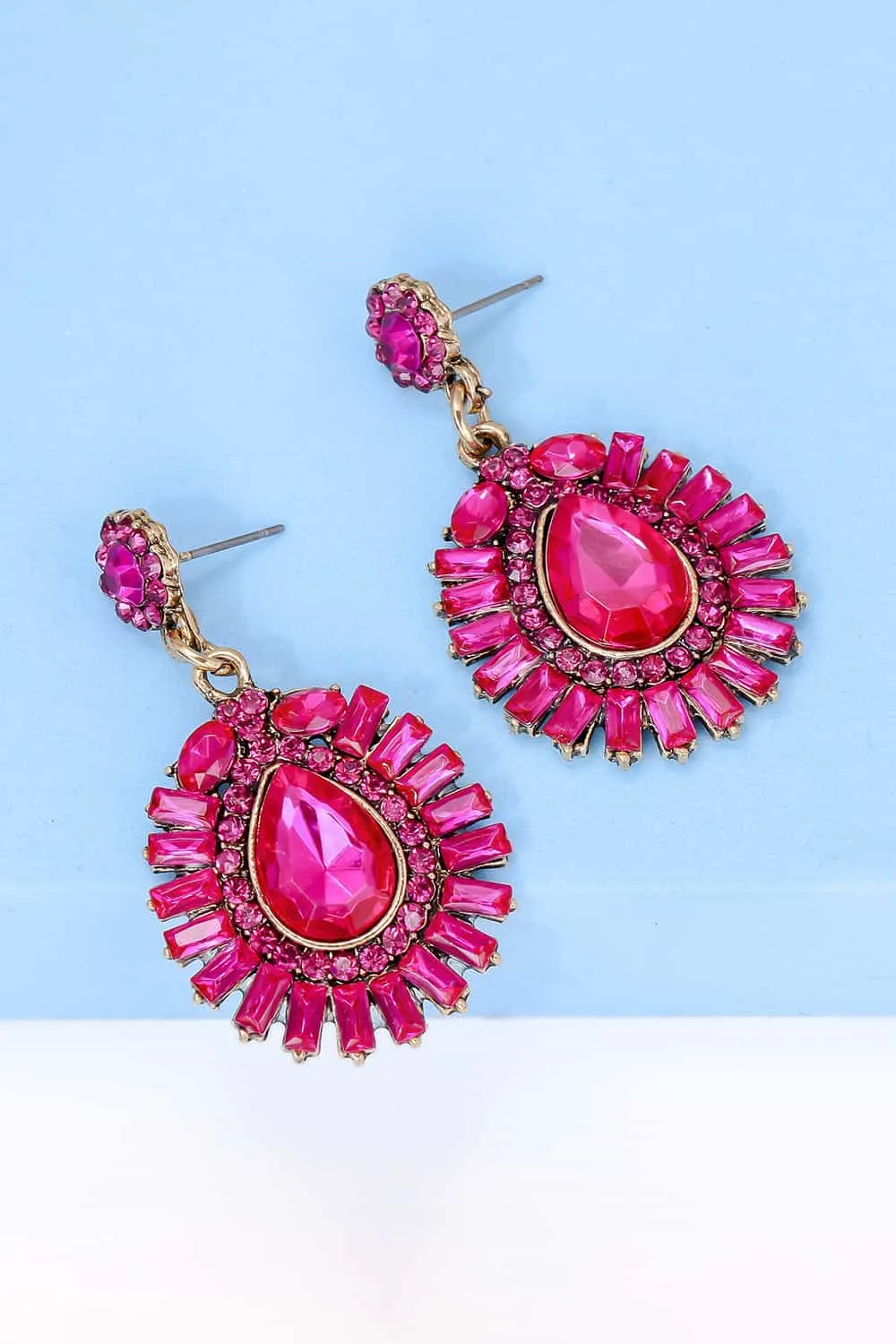Teardrop Shape Glass Stone Dangle Earrings, image 4