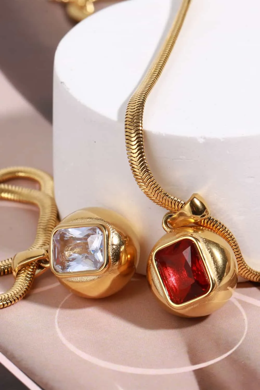 Zircon 18K Gold-Plated Geometrical Shape Pendant Necklace, image 6