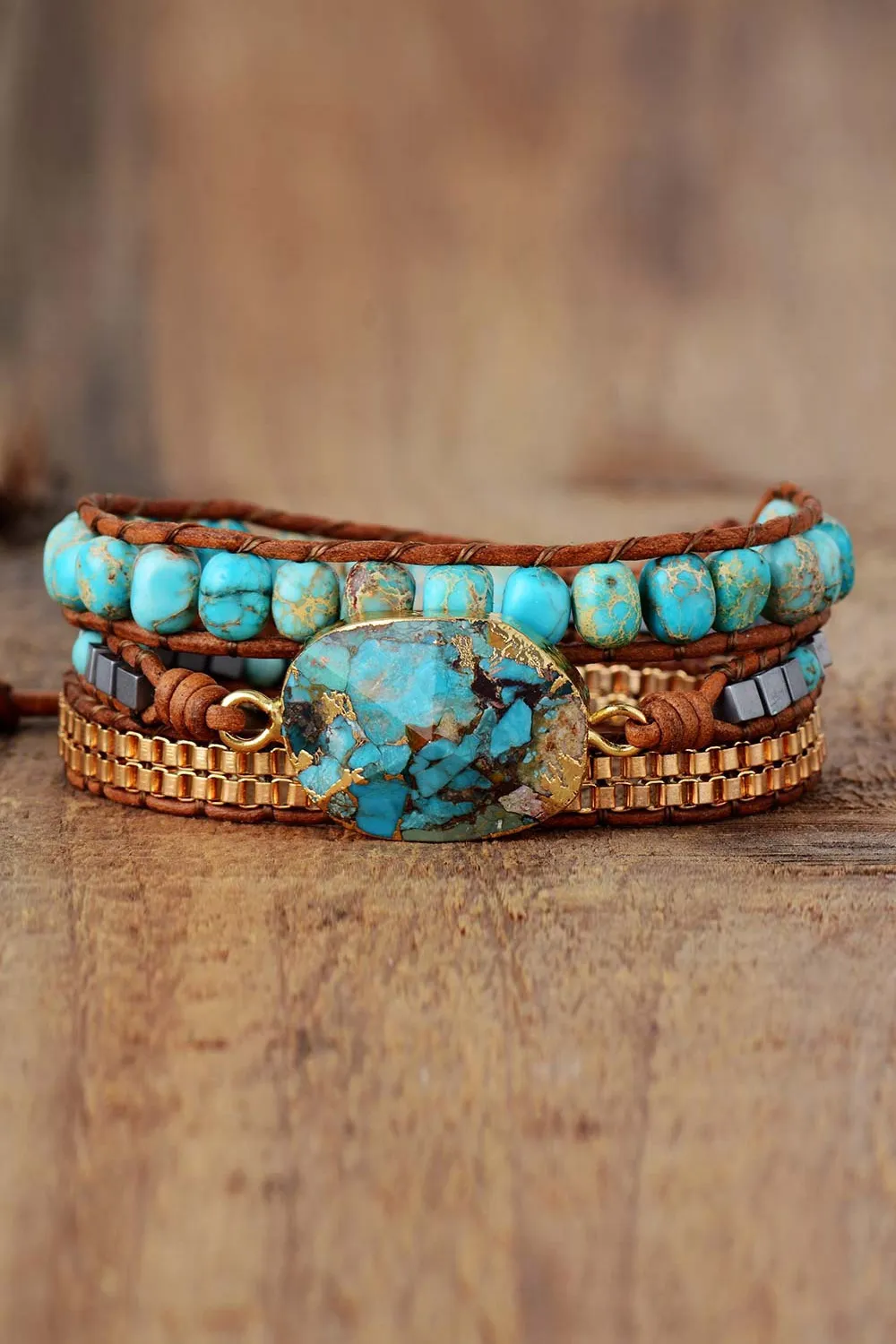 Handmade Natural Stone Copper Bracelet, image 3