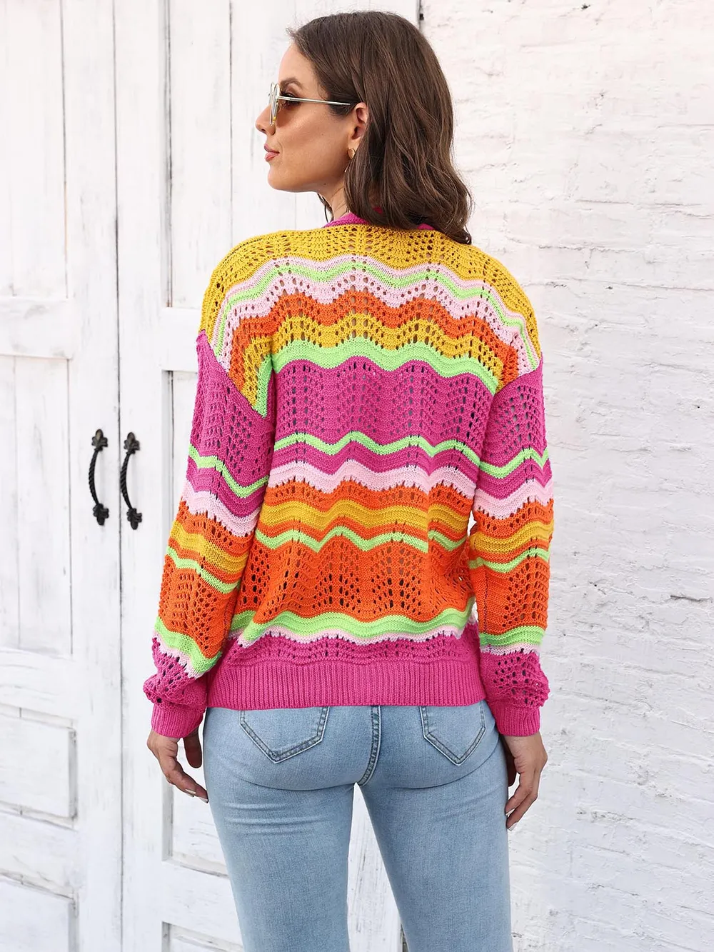 Open Front Openwork Cardigan, image 9