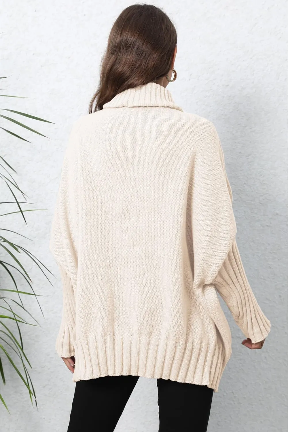 Turtle Neck Long Sleeve Ribbed Sweater, image 18