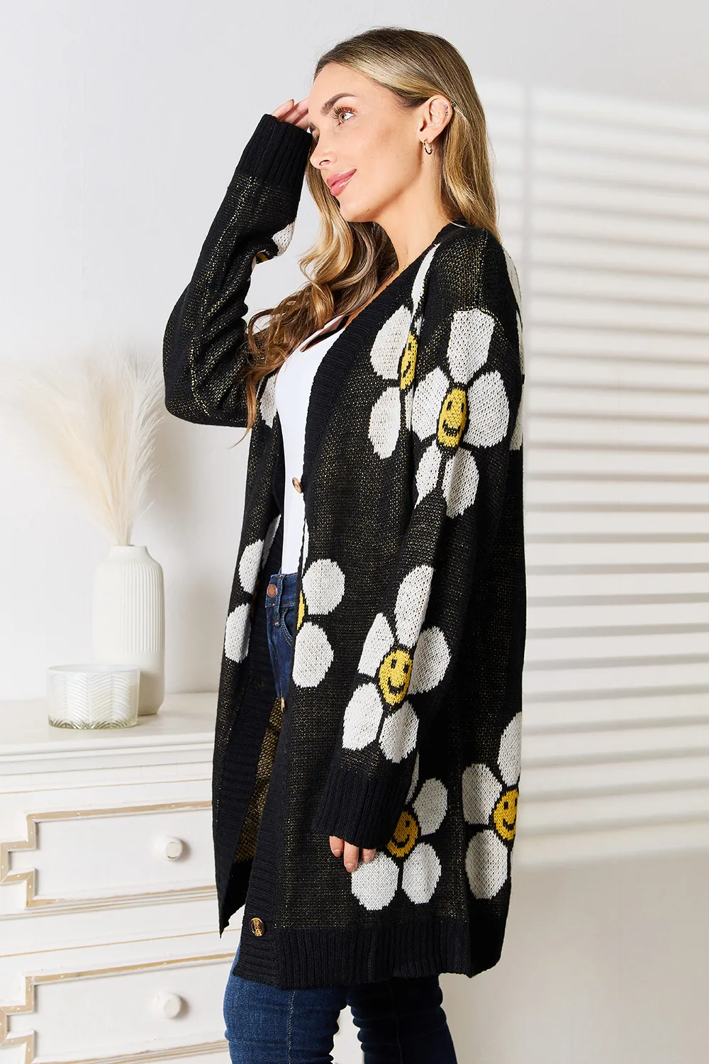 Floral Button Down Longline Cardigan, image 6