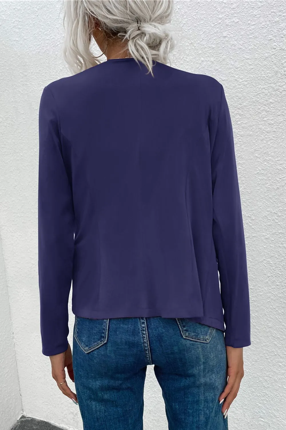 Open Front Zipper Pocket Cardigan, image 5