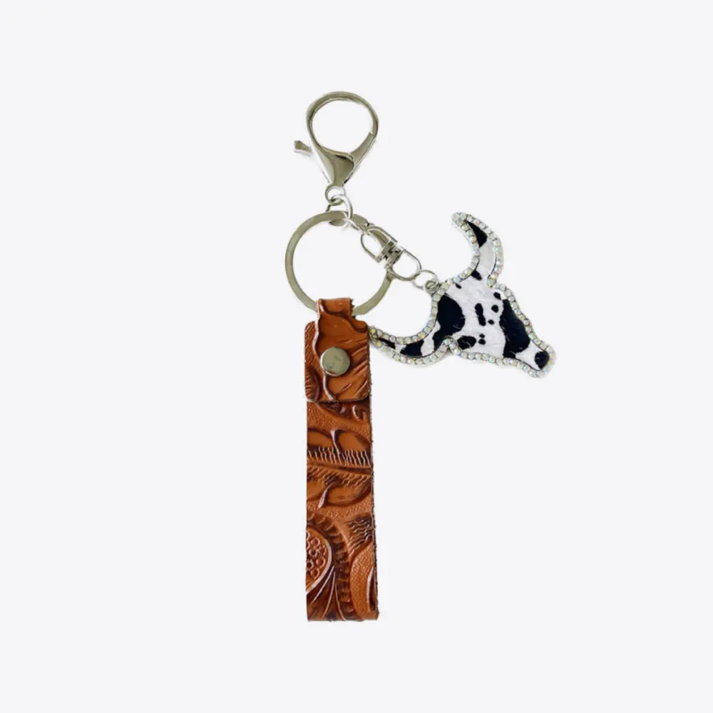 Rhinestone Bull Keychain, image 3