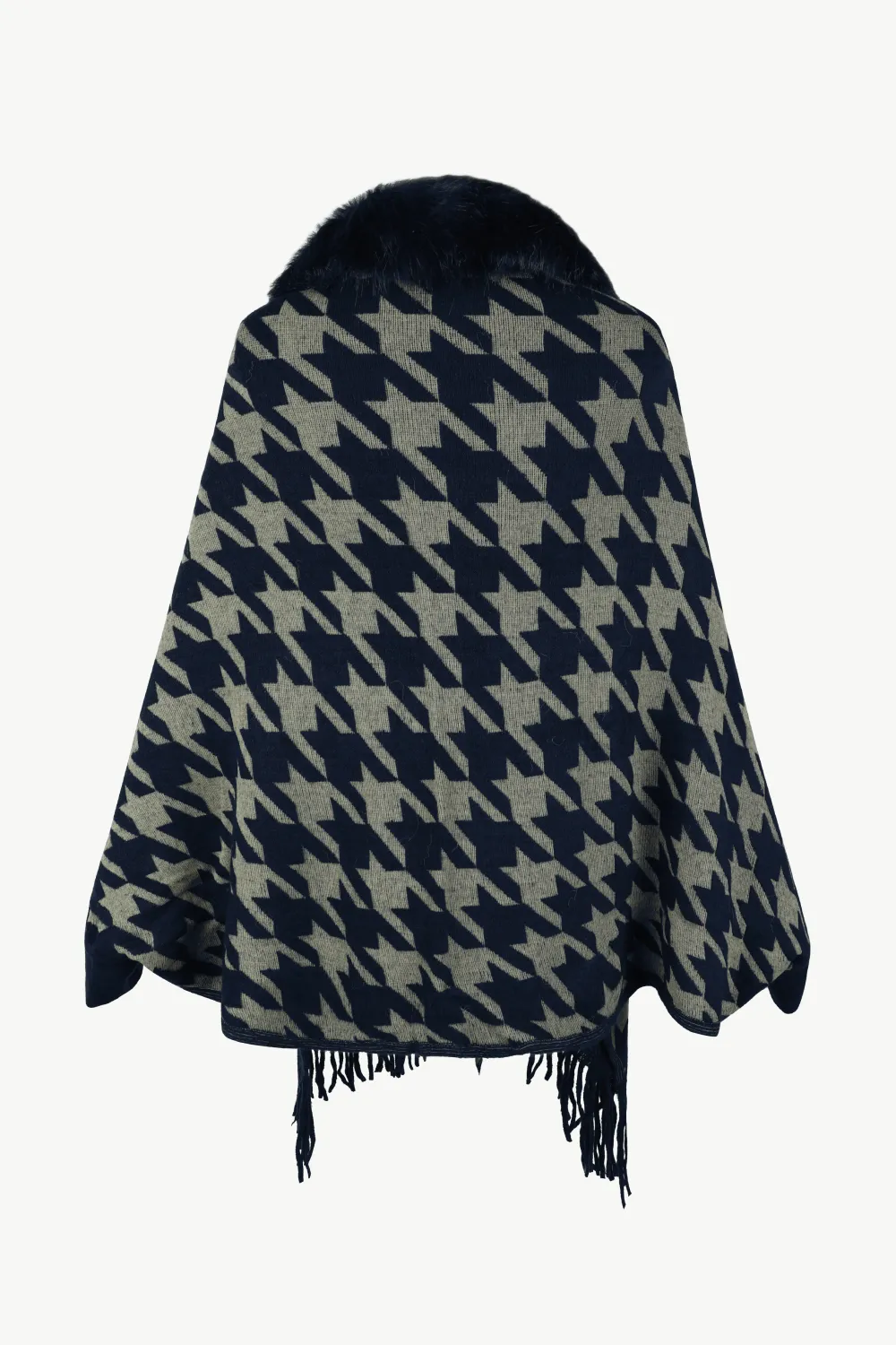 Houndstooth Fringe Hem Poncho, image 13