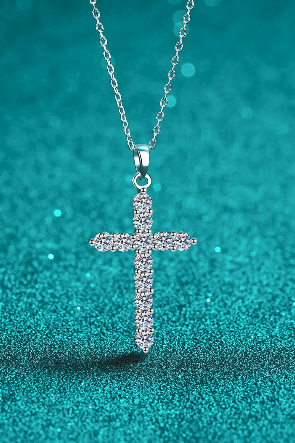925 Sterling Silver Cross Moissanite Necklace, image 7