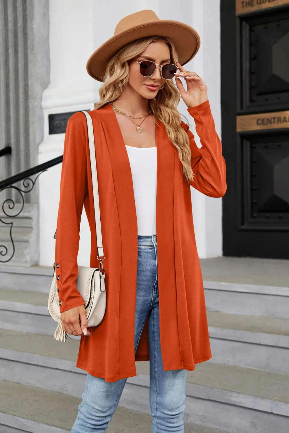 Long Sleeve Open Front Cardigan, image 2