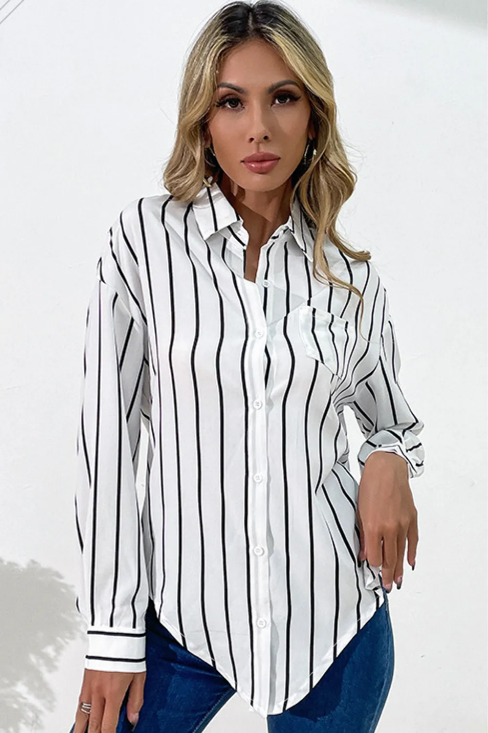 Vertical Stripes Button Down Shirt, image 2
