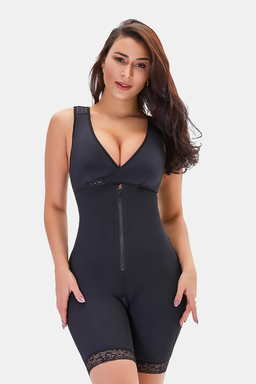 Full Size Lace Trim Shapewear with Zipper, image 9