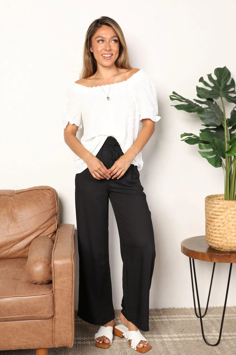 Swiss Dot Puff Sleeve Square Neck Blouse, image 4