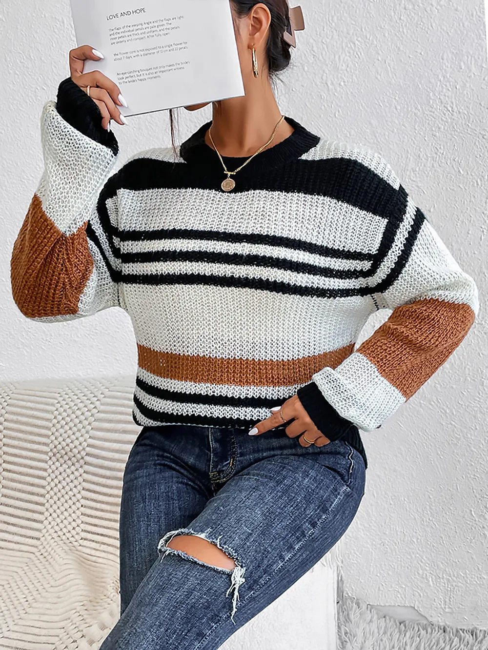 Striped Round Neck Sweater, image 4
