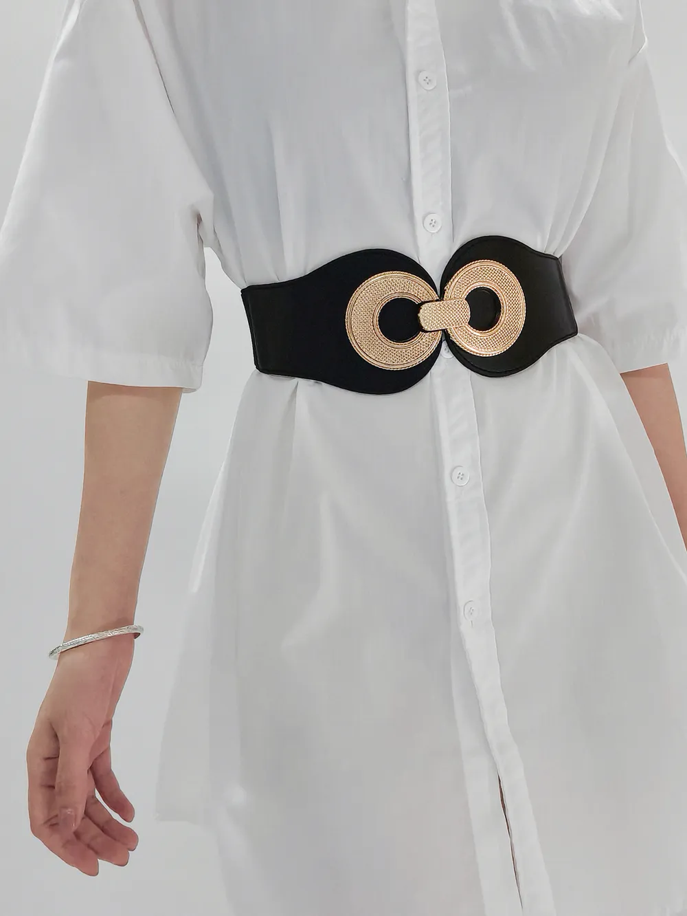 Alloy Buckle Elastic PU Belt, image 3