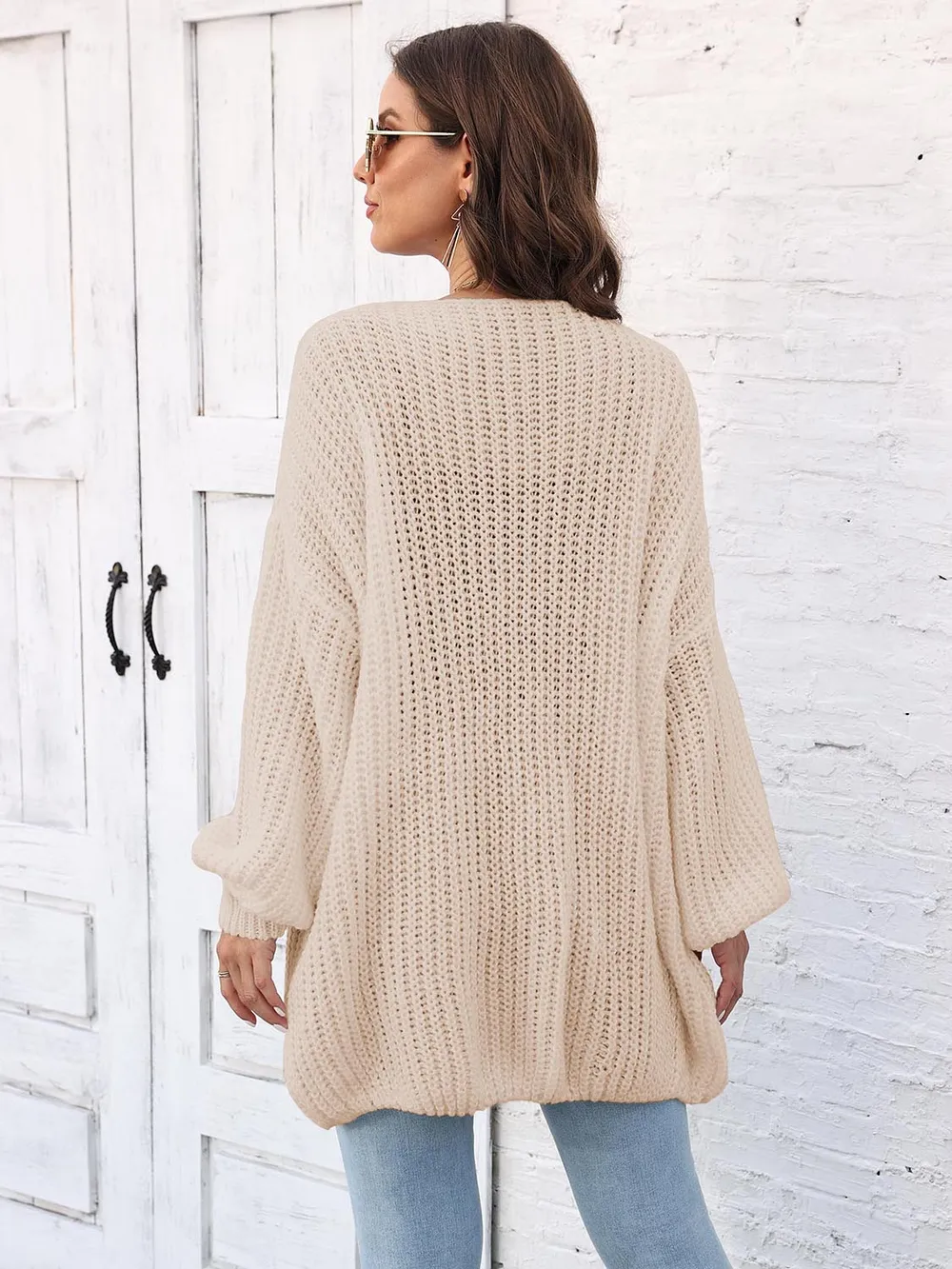 Open Front Dropped Shoulder Longline Cardigan, image 15