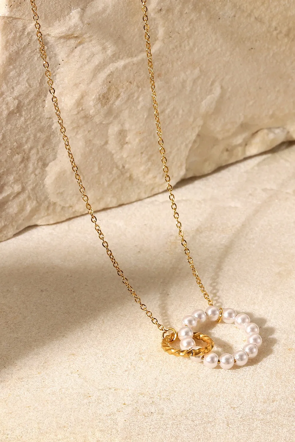 Pearl Hoop Link Pendant Necklace, image 3