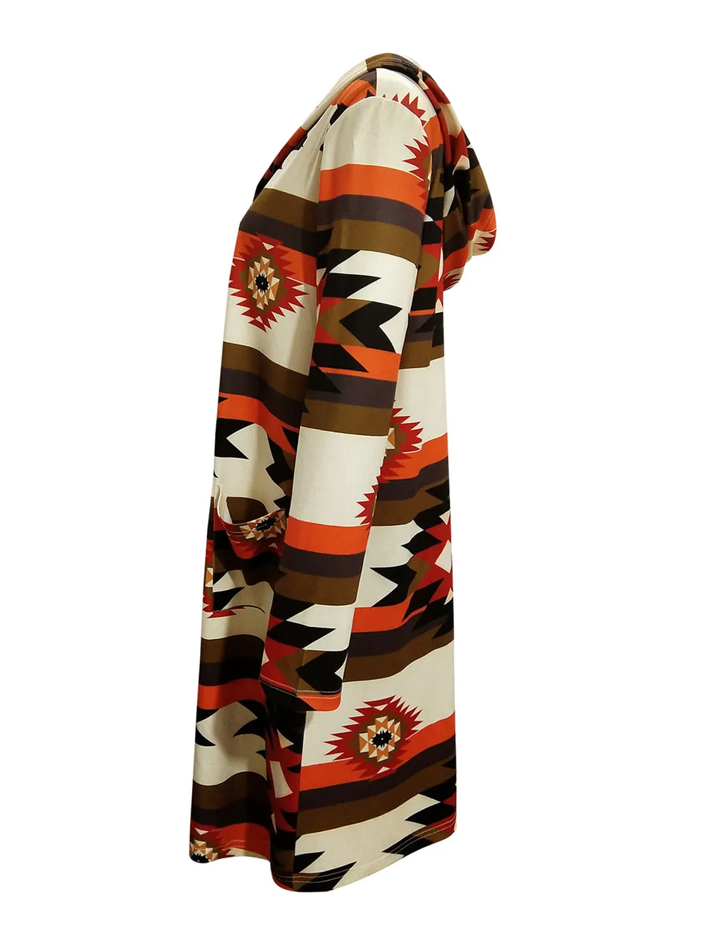 Geometric Hooded Cardigan with Pockets, image 4