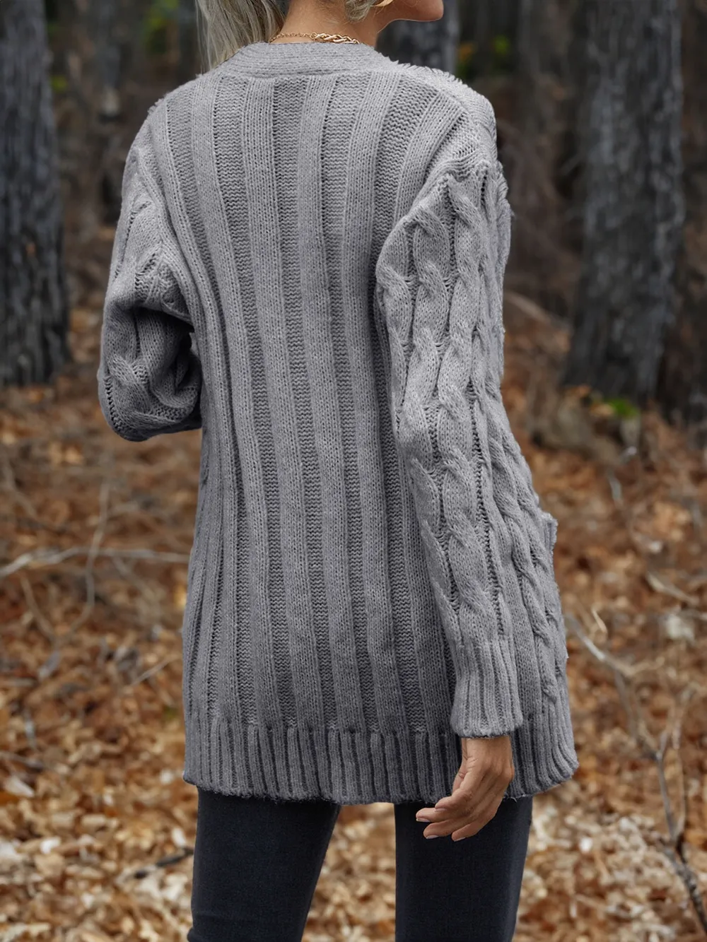 Cable-Knit Button Down Cardigan, image 4