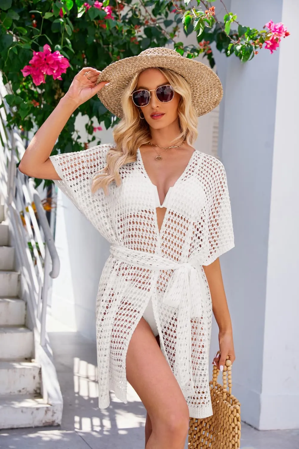 Openwork Tie Waist Cover Up, image 2