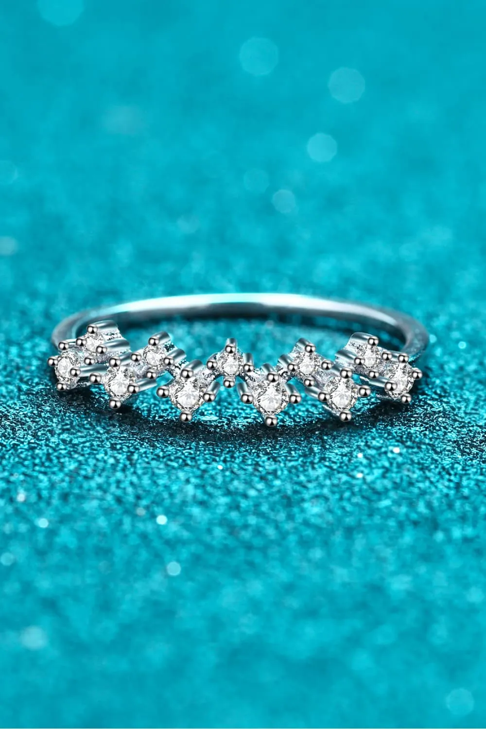 Moissanite Rhodium-Plated Half-Eternity Ring, image 4