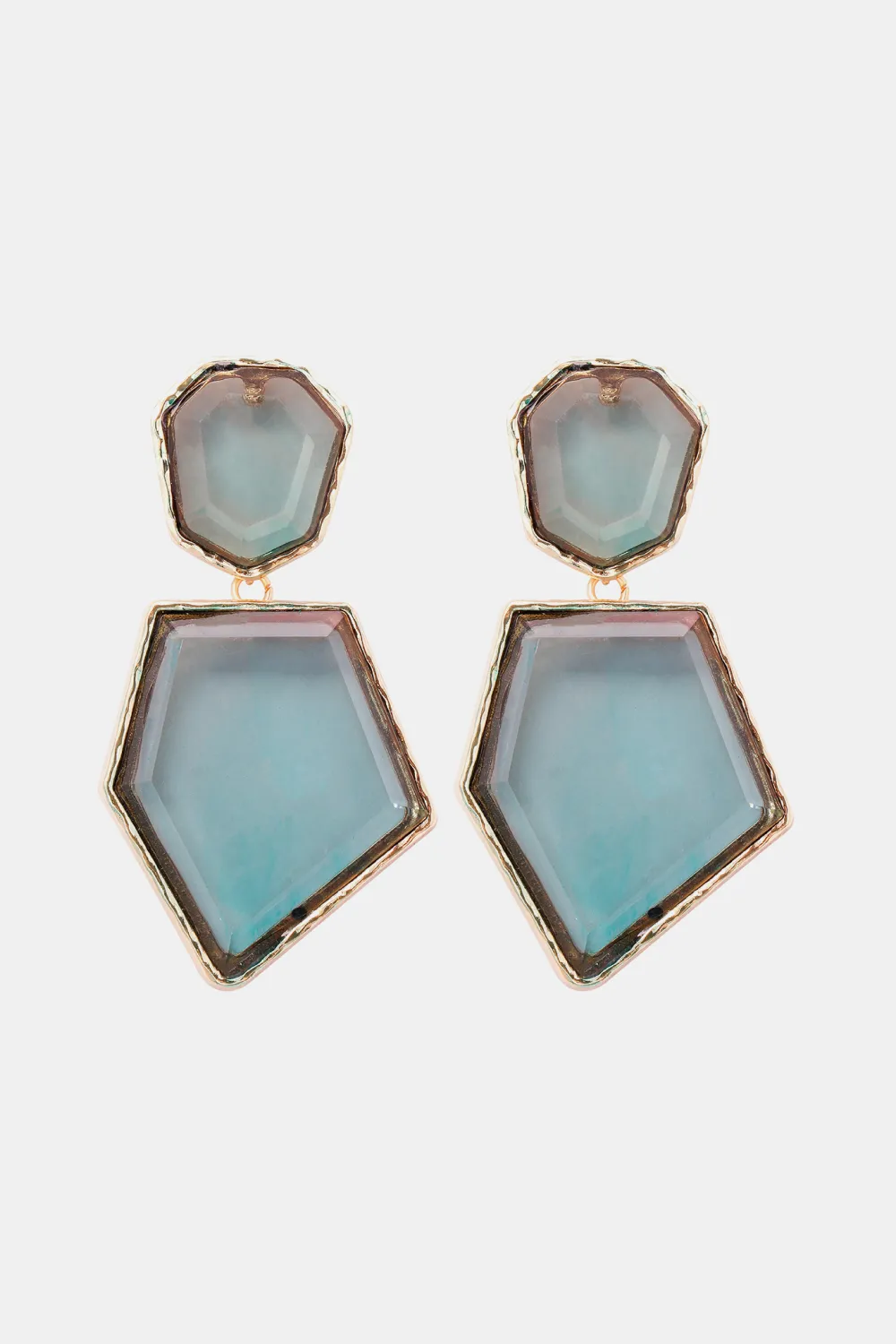 Geometrical Shape Zinc Alloy Frame Resin Dangle Earrings, image 15