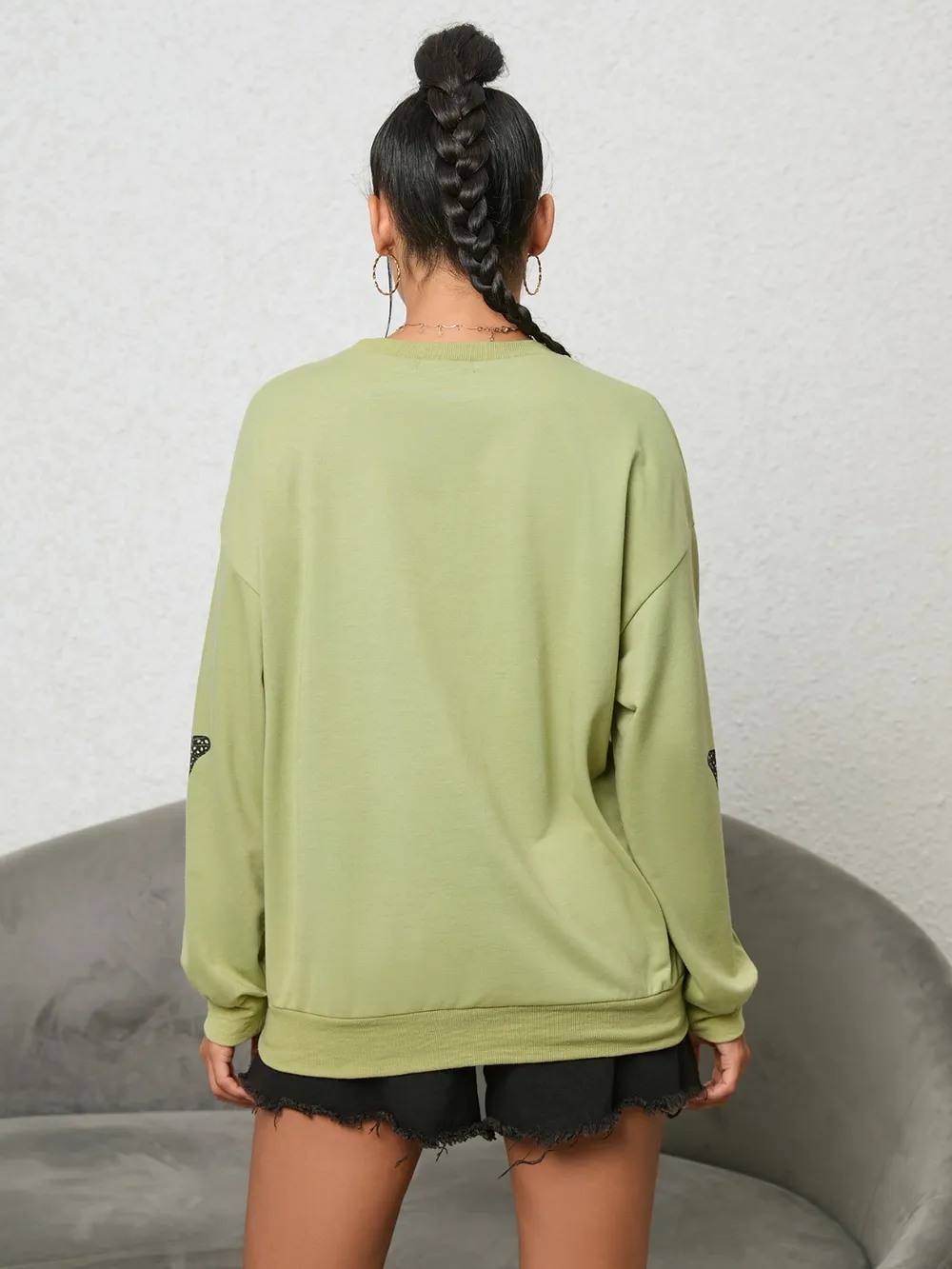 Butterfly Graphic Drop Shoulder Sweatshirt, image 2