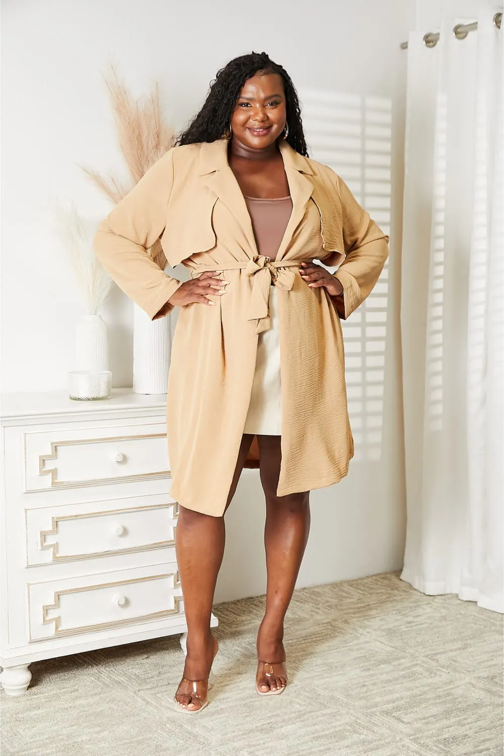 Full Size Tied Trench Coat with Pockets, image 11