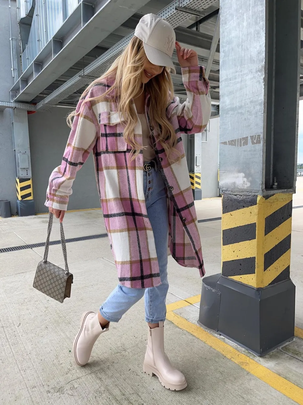 Plaid Collared Neck Longline Shirt, image 4