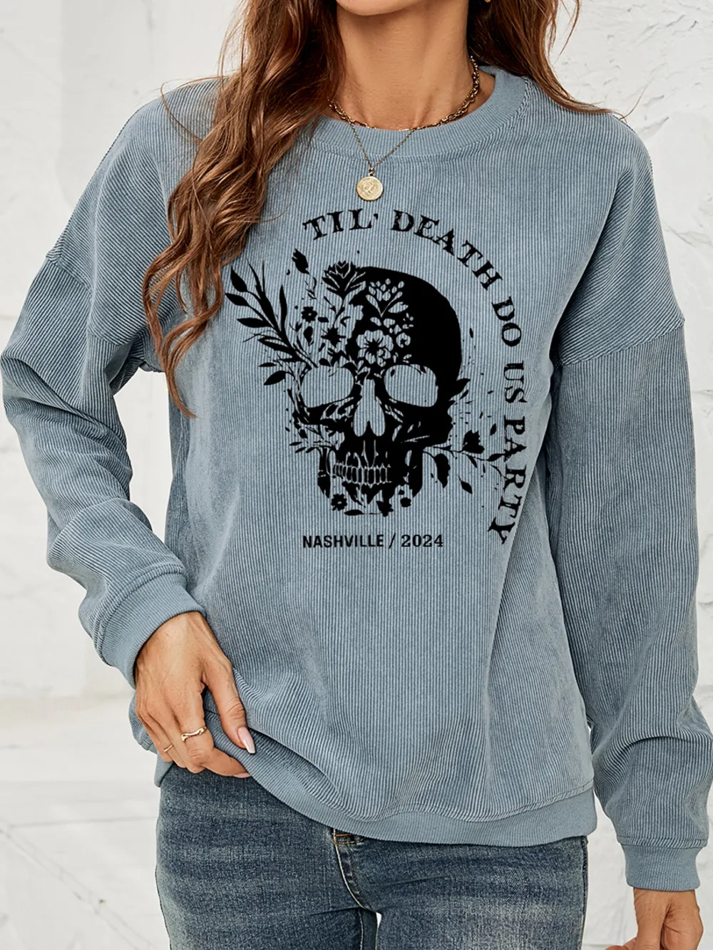 Skull Graphic Dropped Shoulder Sweatshirt, image 6