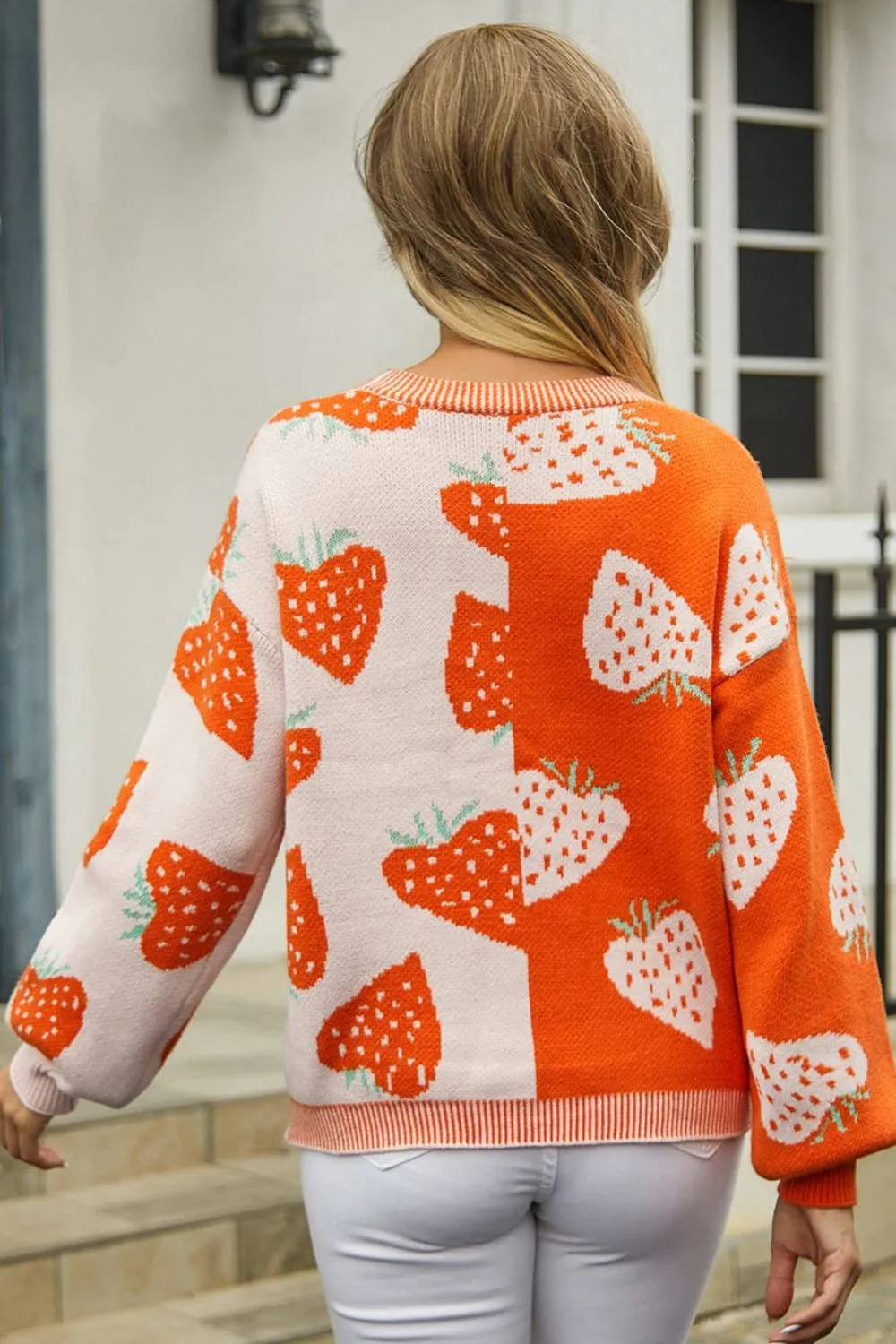Printed V-Neck Button-Down Long Sleeve Cardigan, image 11