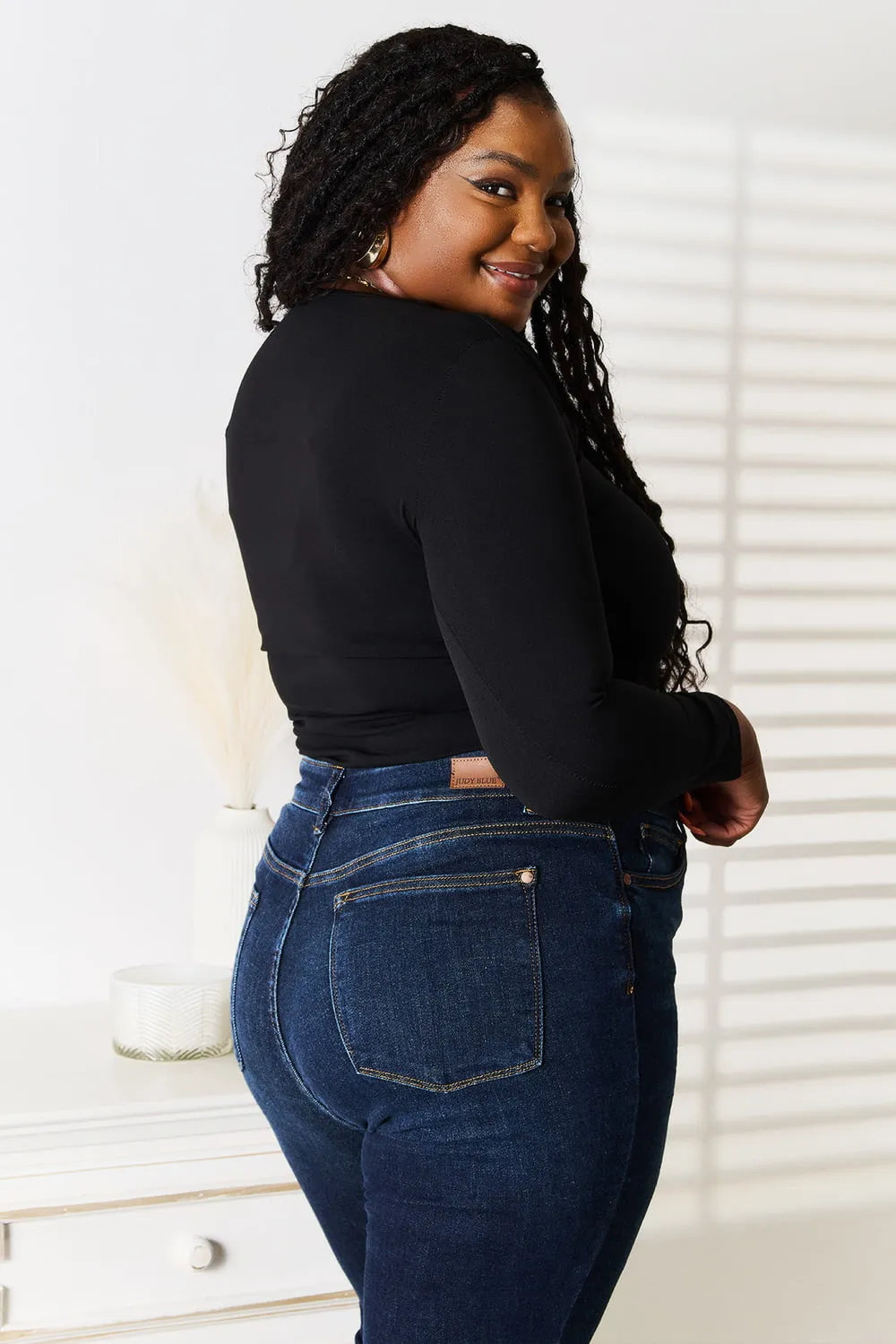 Asymmetrical Neck Long Sleeve Top, image 3