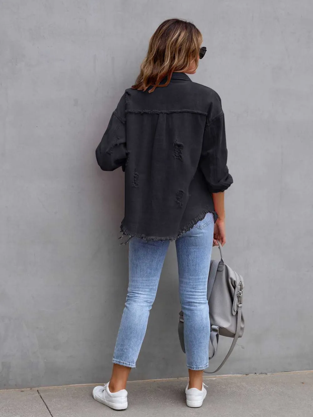 Distressed Drop Shoulder Denim Jacket, image 26