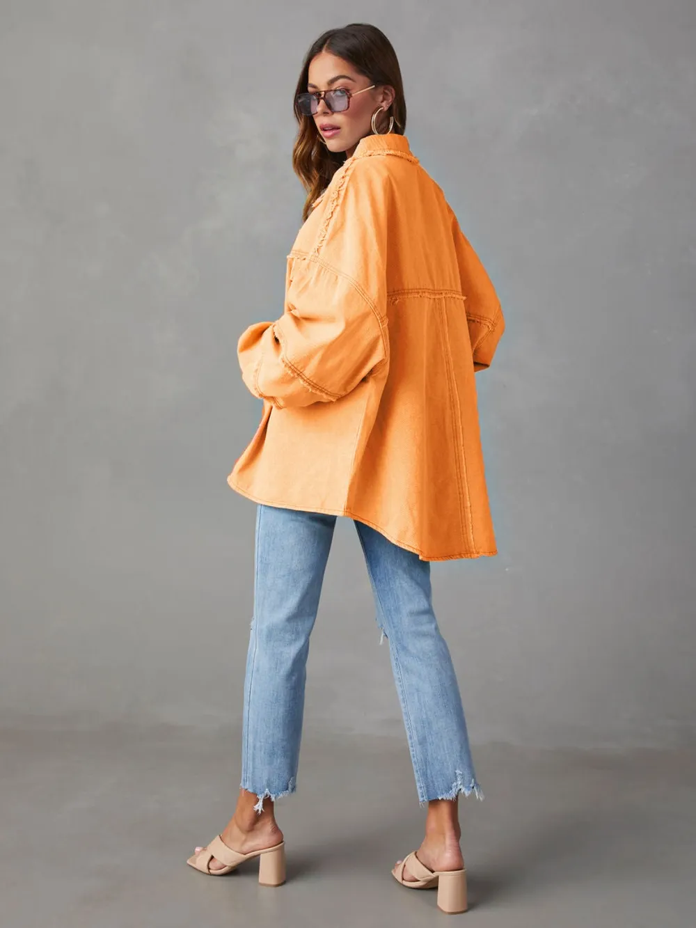 Dropped Shoulder Raw Hem Jacket, image 13