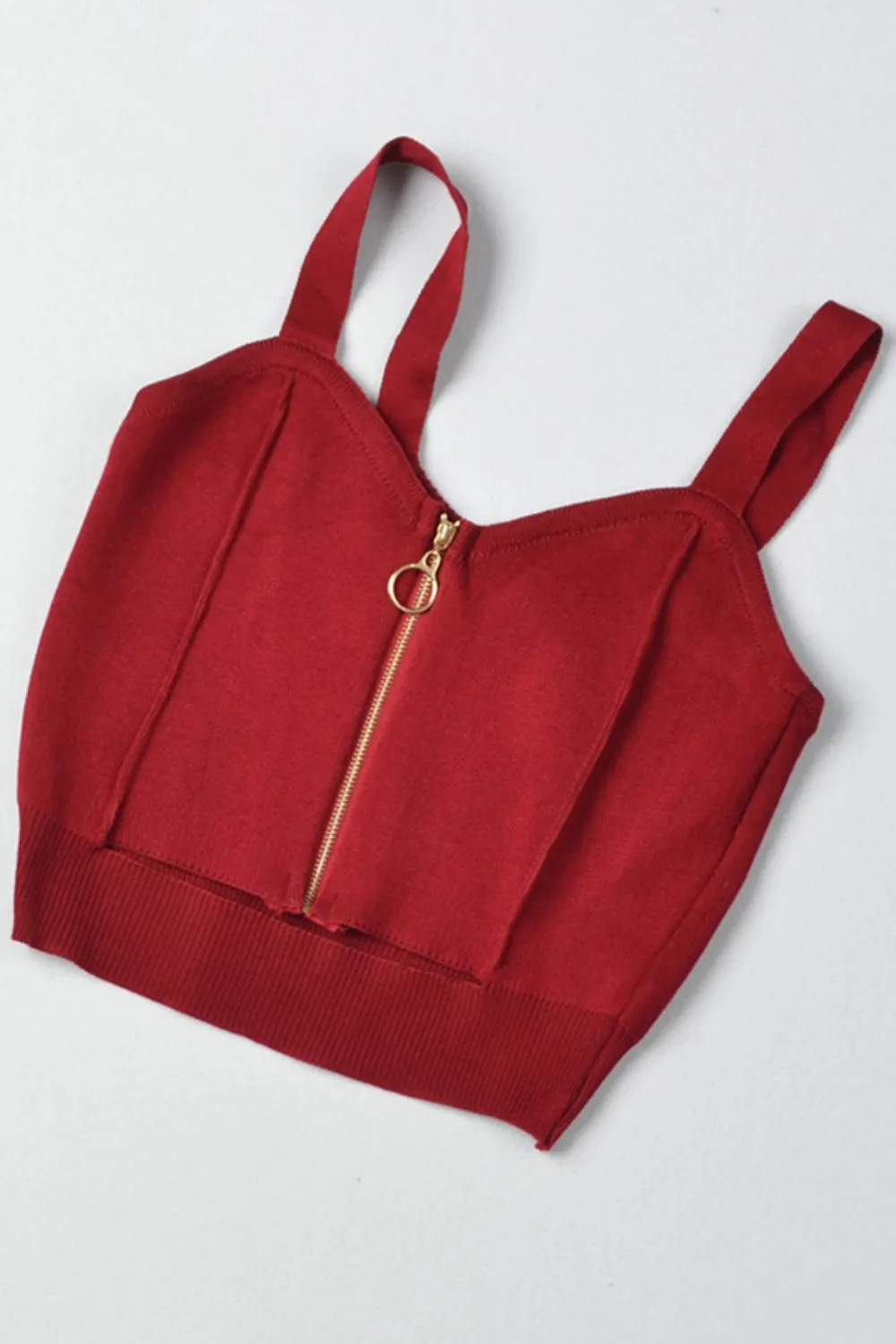 Zip-Up Cutout Sleeveless Knit Top, image 9