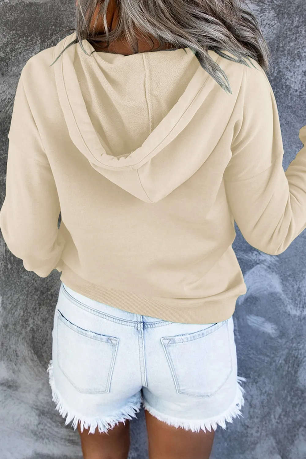 Dropped Shoulder Long Sleeve Hoodie with Pocket, image 21