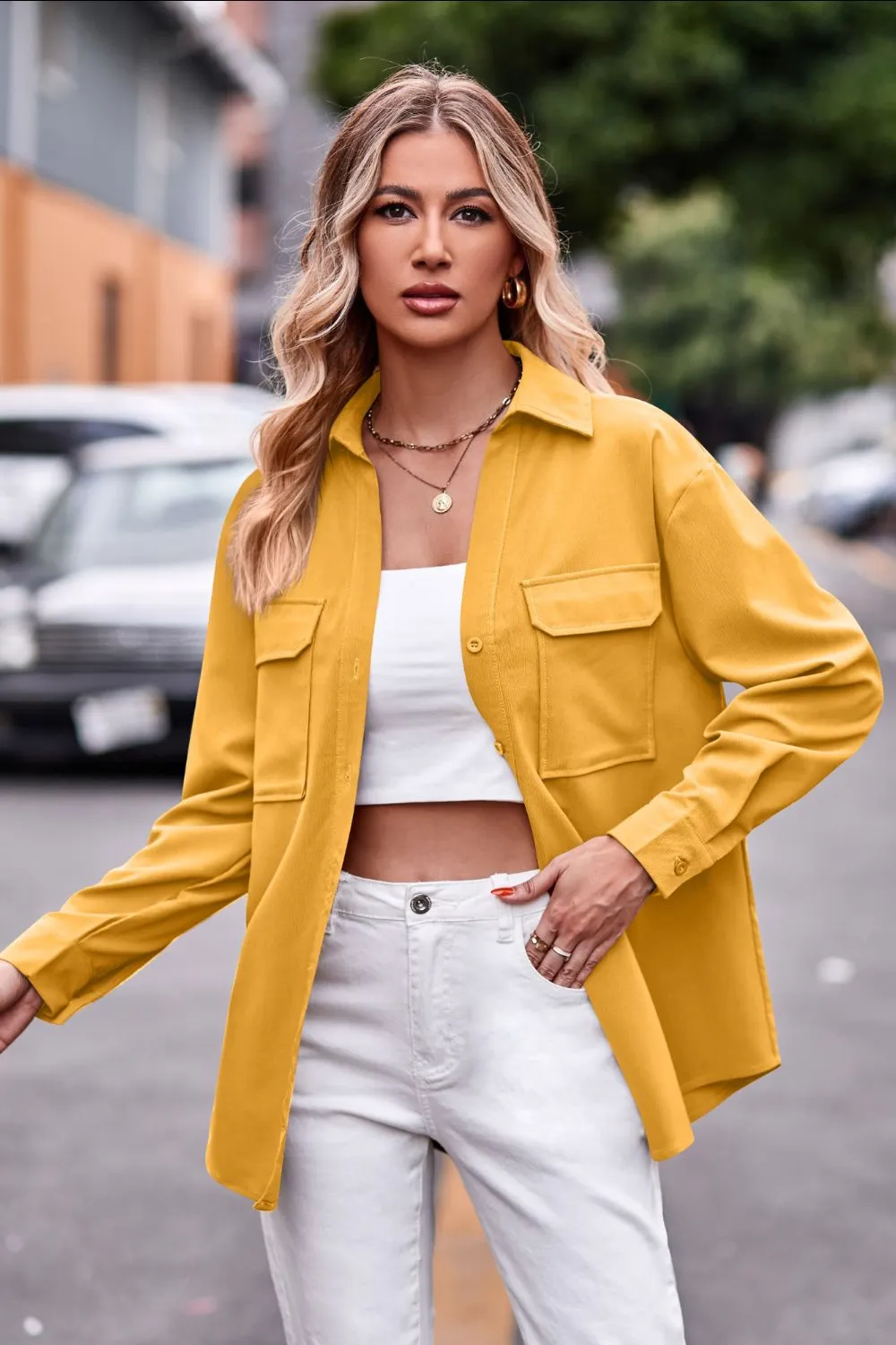 Dropped Shoulder Longline Shirt with Pockets, image 13