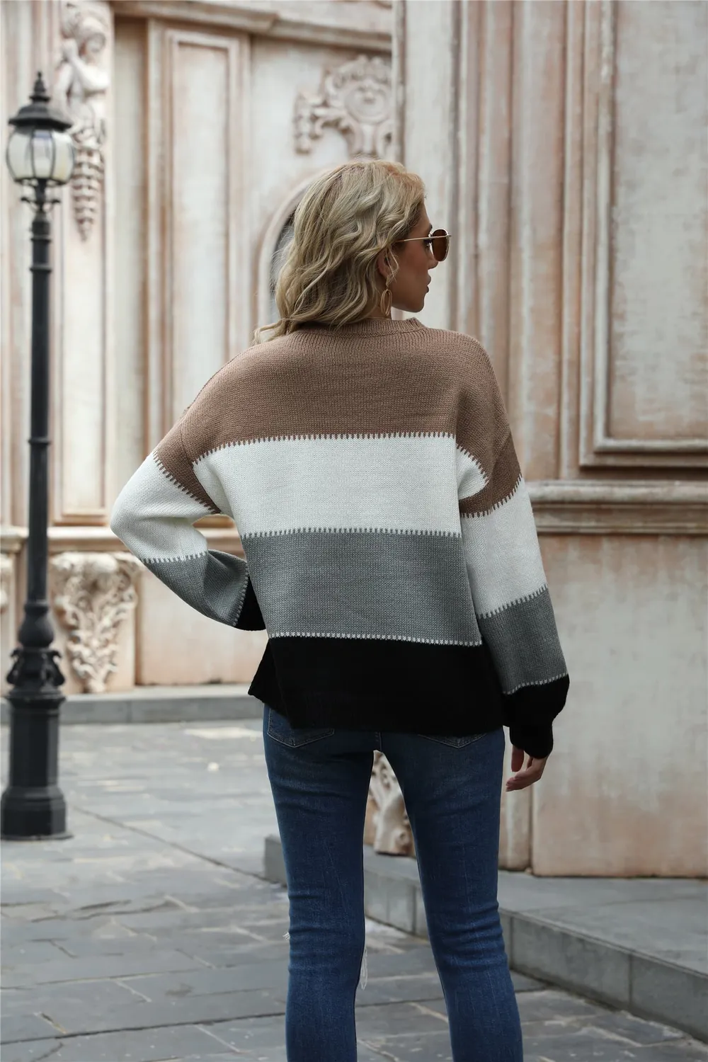 Color Block Round Neck Sweater, image 3
