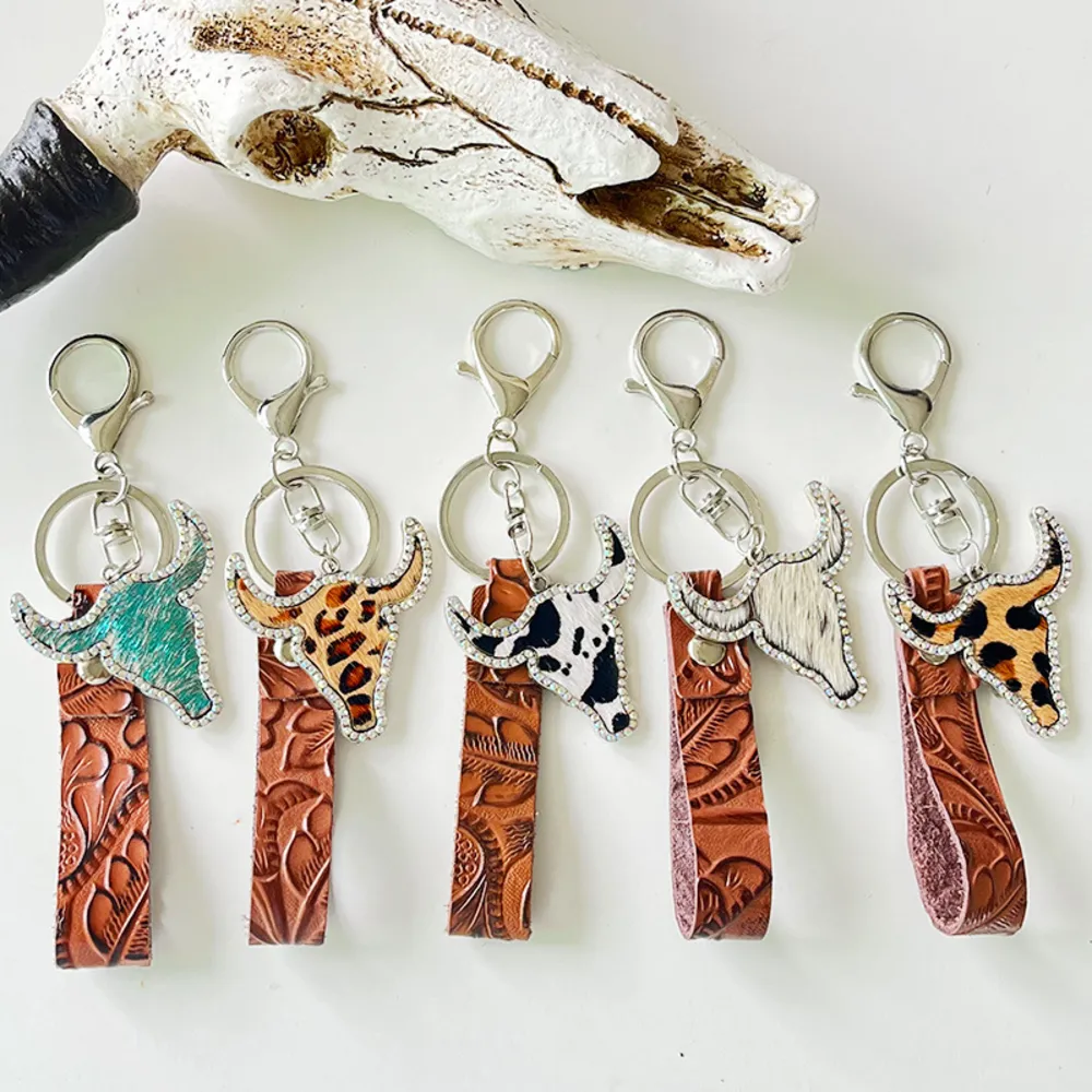 Rhinestone Bull Keychain, image 2