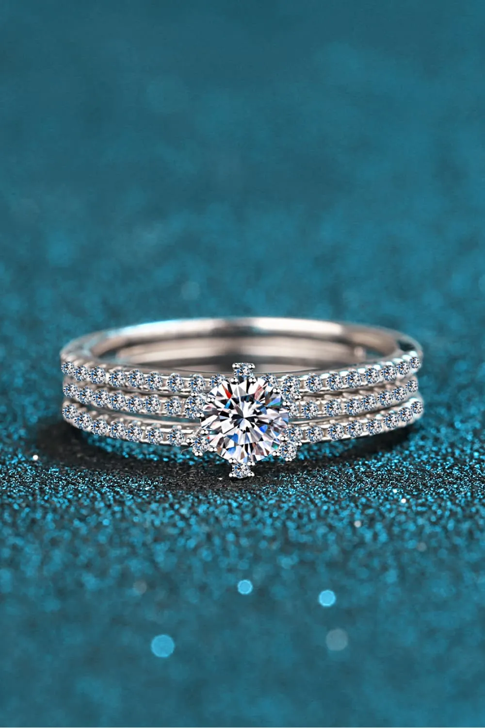 Moissanite 925 Sterling Silver Ring Set, image 4