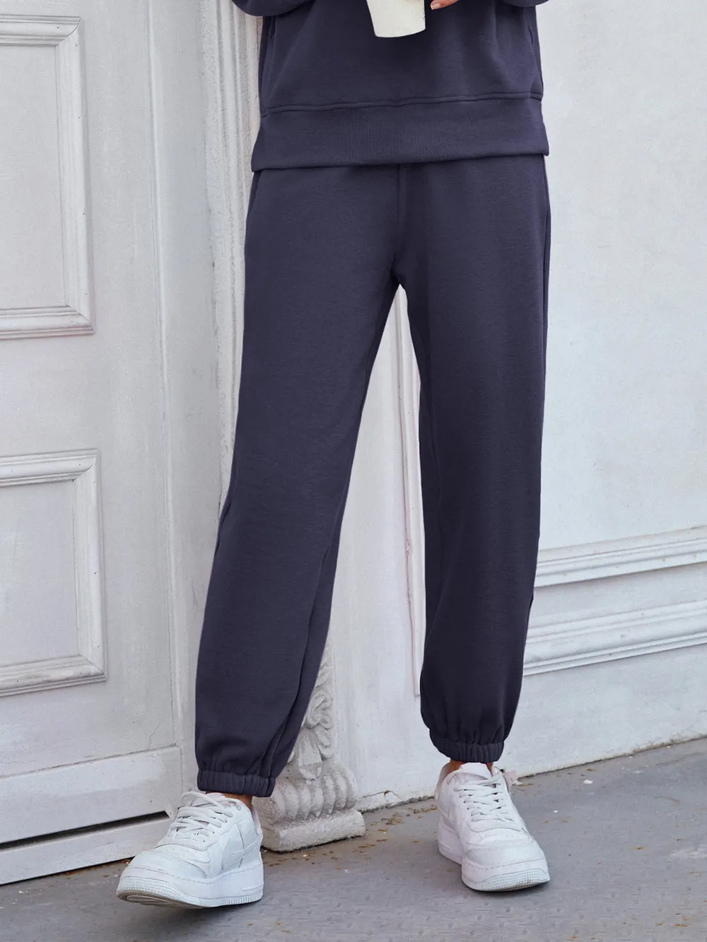 Elastic Waist Joggers with Pockets, image 4