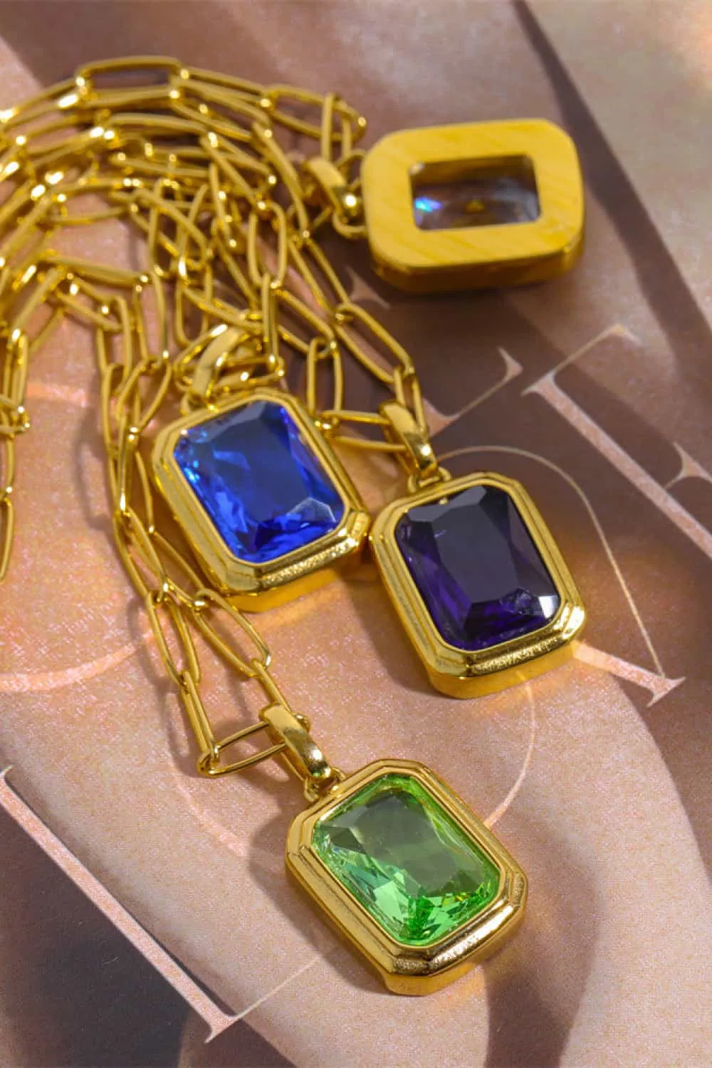 Zircon 18K Gold-Plated Geometrical Shape Pendant Necklace, image 4