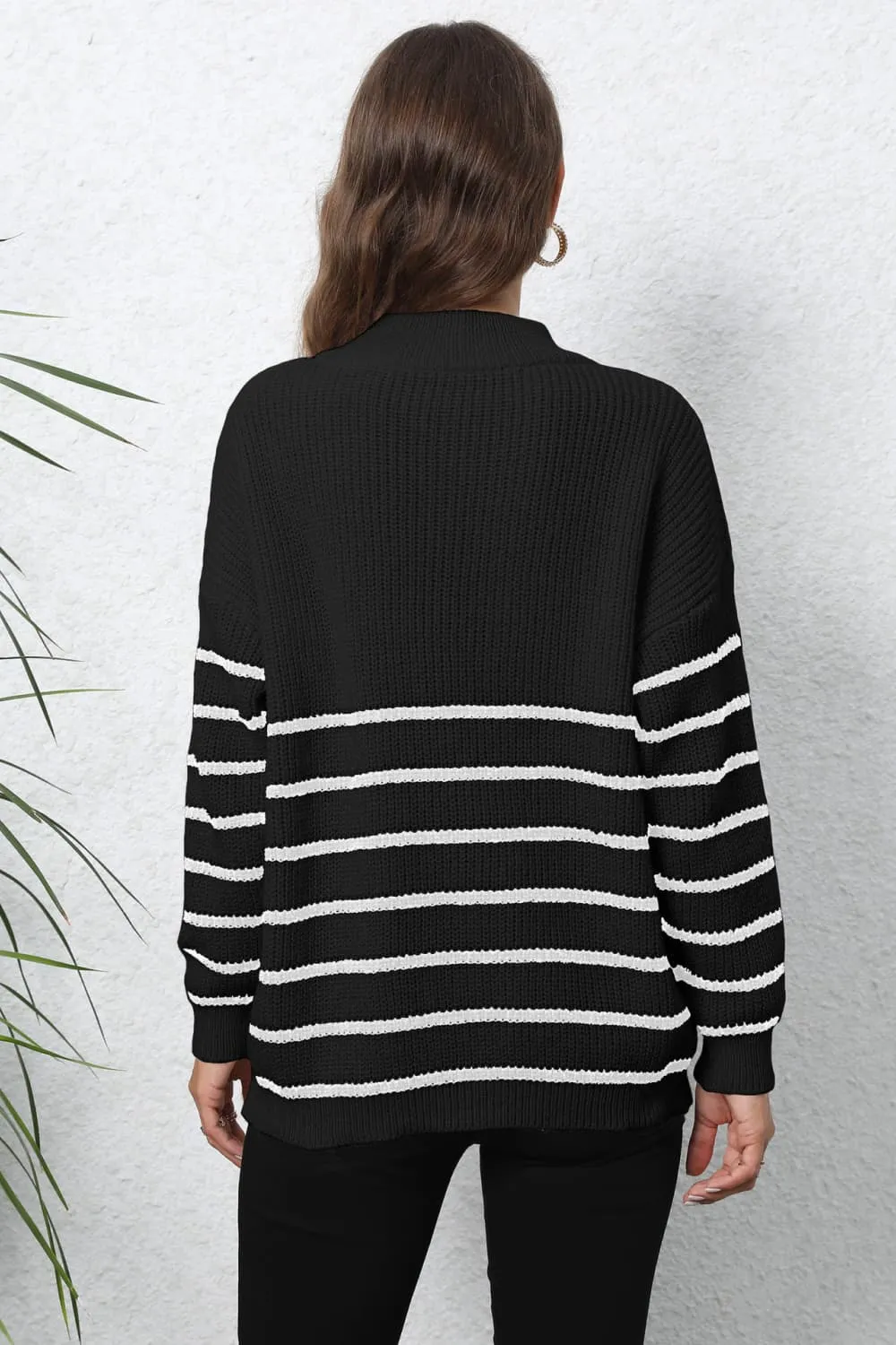Mock Neck Long Sleeve Zip-Up Sweater, image 6