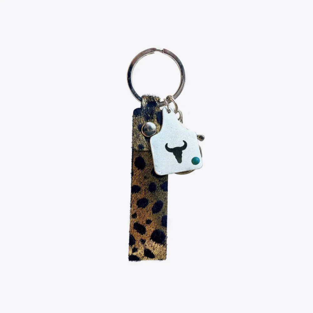 Genuine Leather Alloy Keychain, image 2