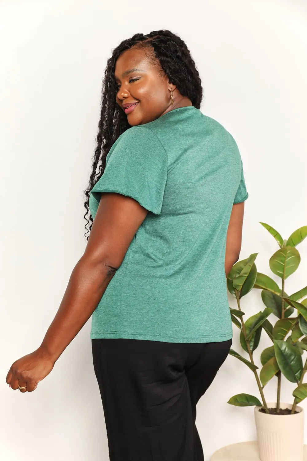Ruched V-Neck Short Sleeve T-Shirt, image 14
