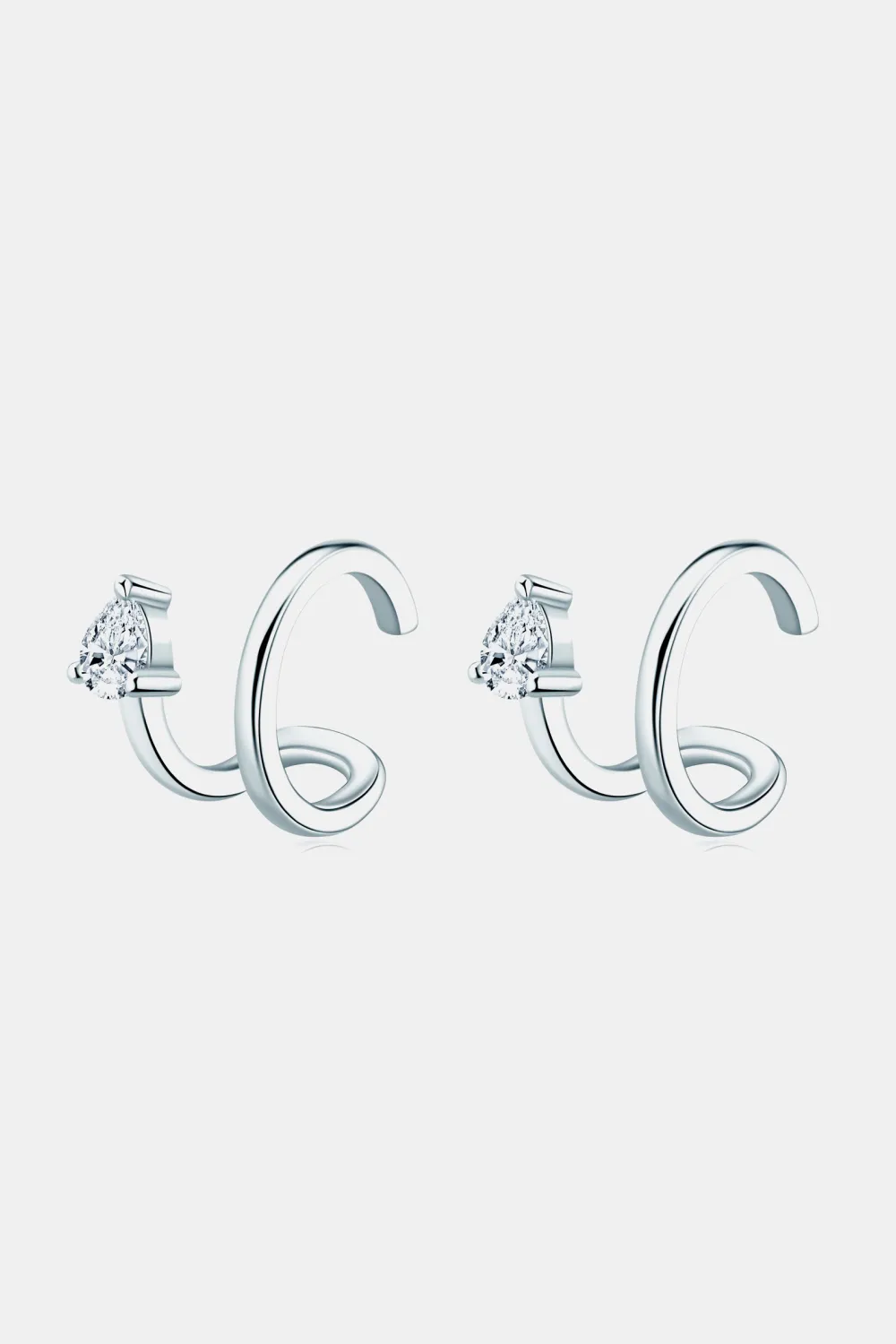 Moissanite 925 Sterling Silver Cuff Earrings, image 2