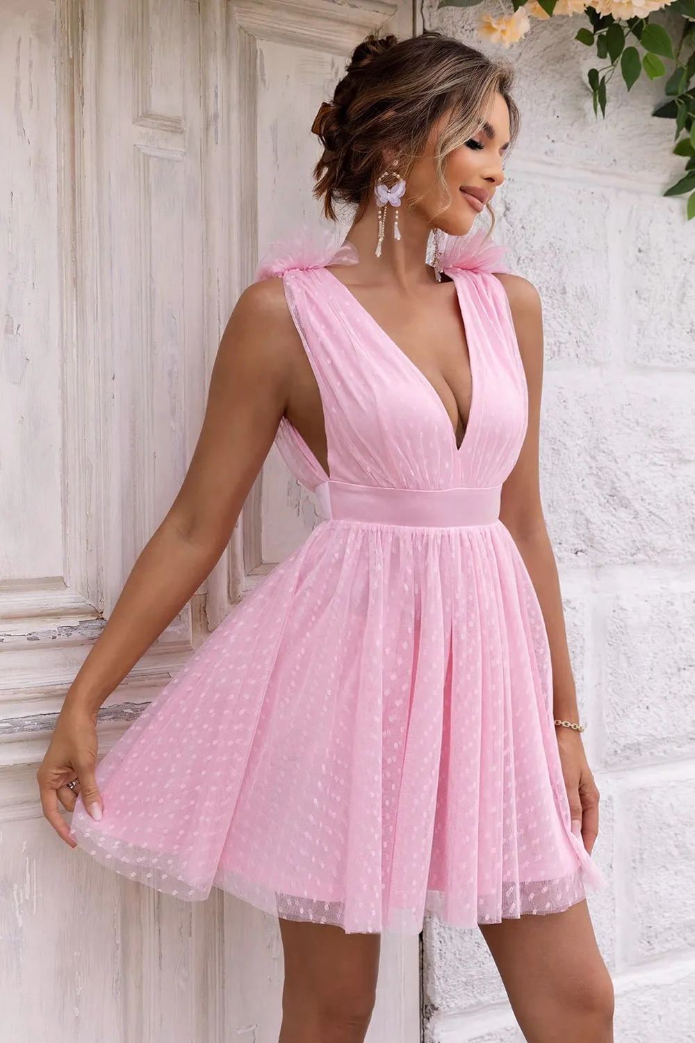 Open Back Sleeveless Mesh Dress, image 8