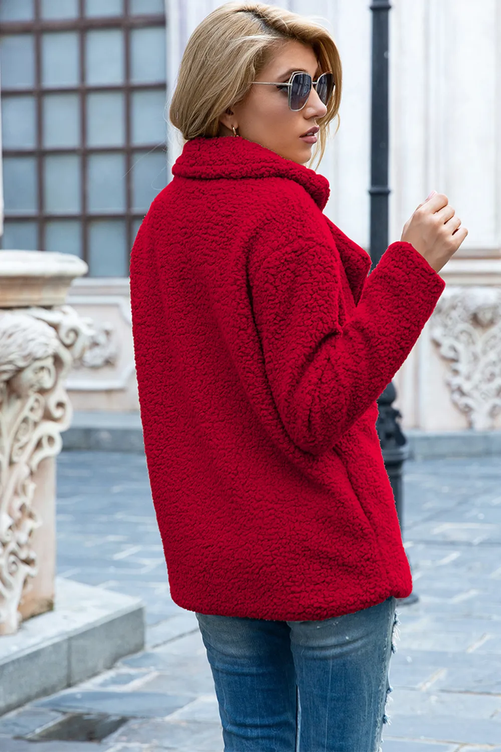 Full Size Lapel Collar Sherpa Coat, image 26